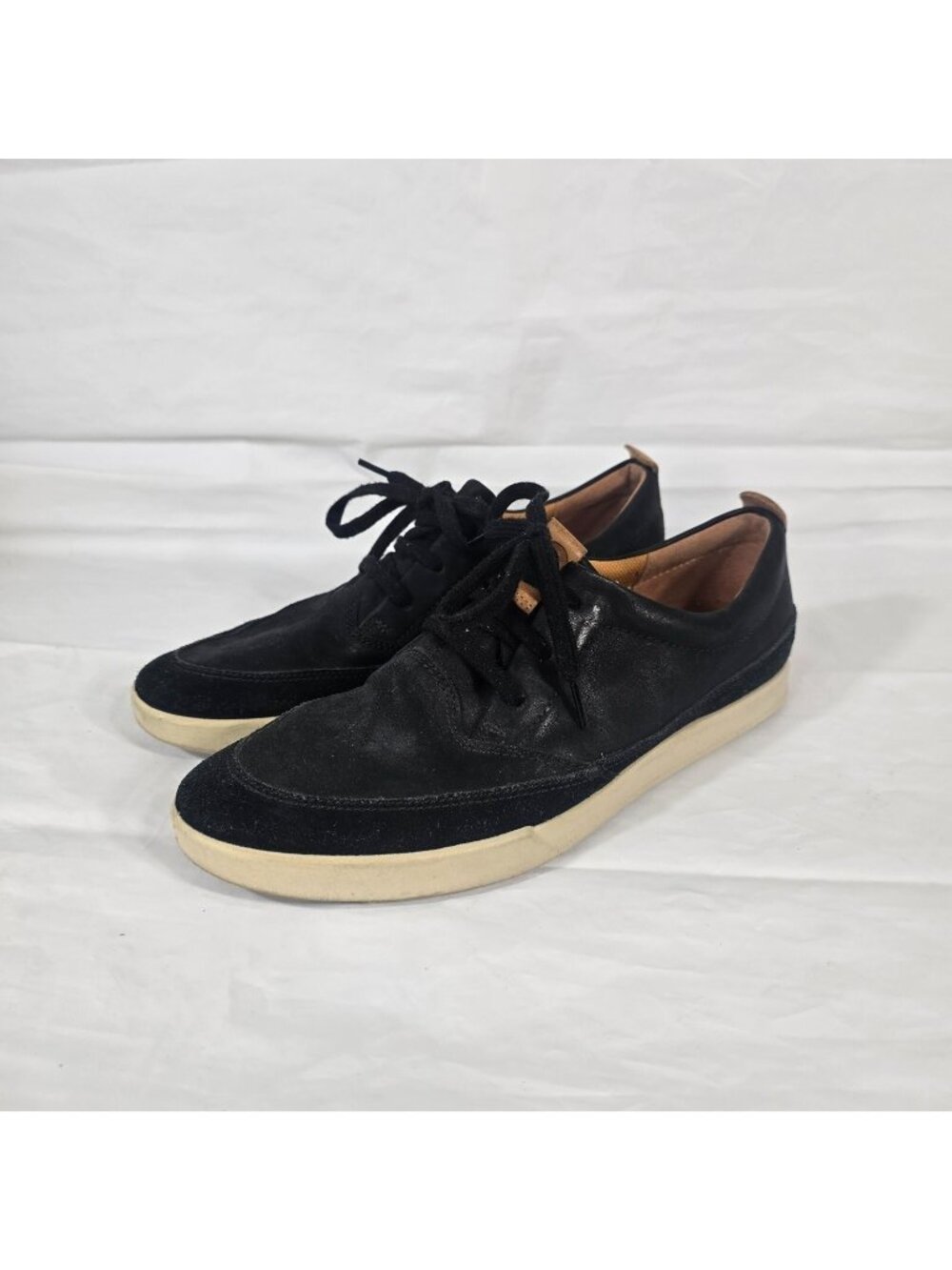 Ecco Sneakers Men Size 10 Black Leather Comfort Round Toe Lace Up Athleisure